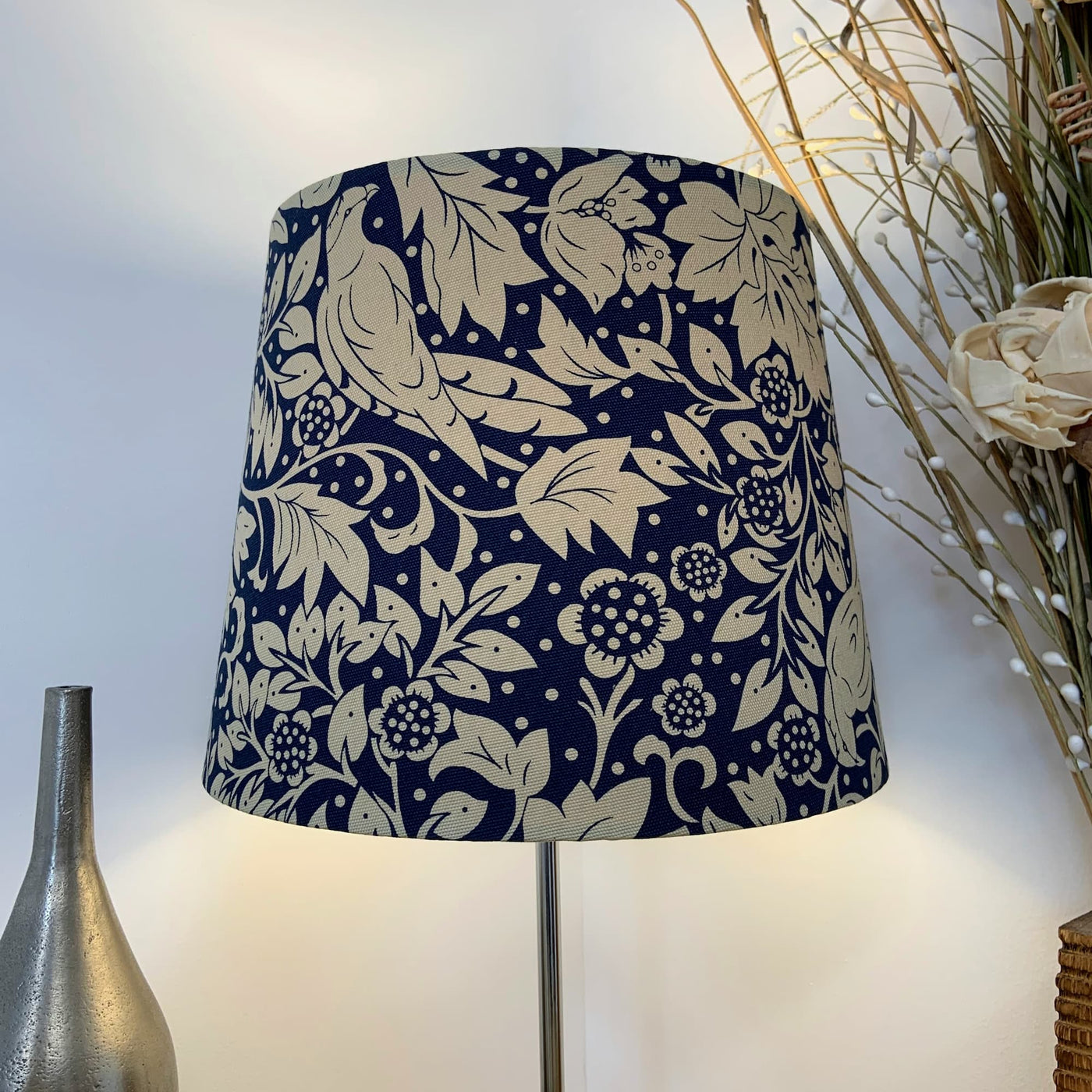 Navy blue and sales white lamp shade